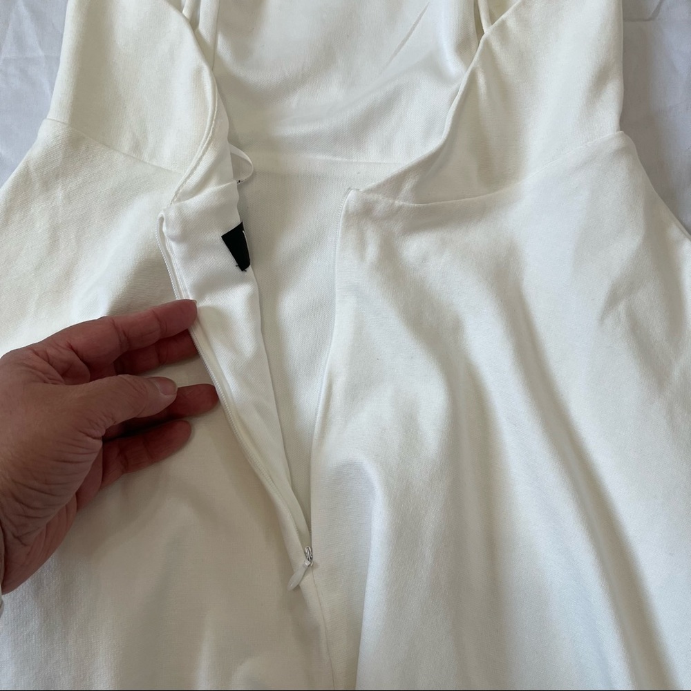 Lulu’s Delightful Surprise Ivory Open Back Off-white Skater Mini Dress Size S - Picture 8 of 13